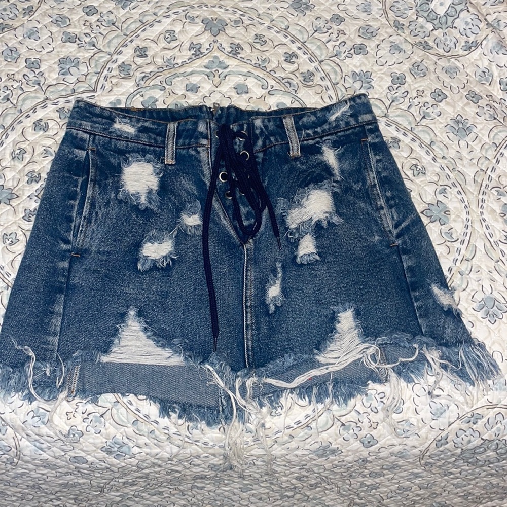 Ripped jean skirt